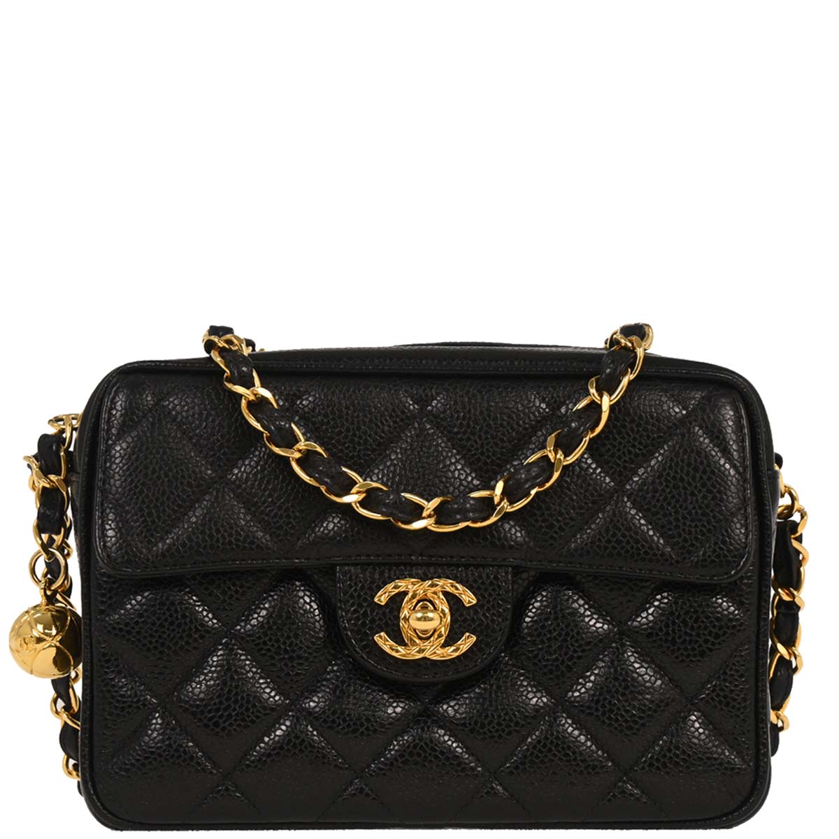 Chanel 1994-1996 Black Caviar Camera Bag Mini