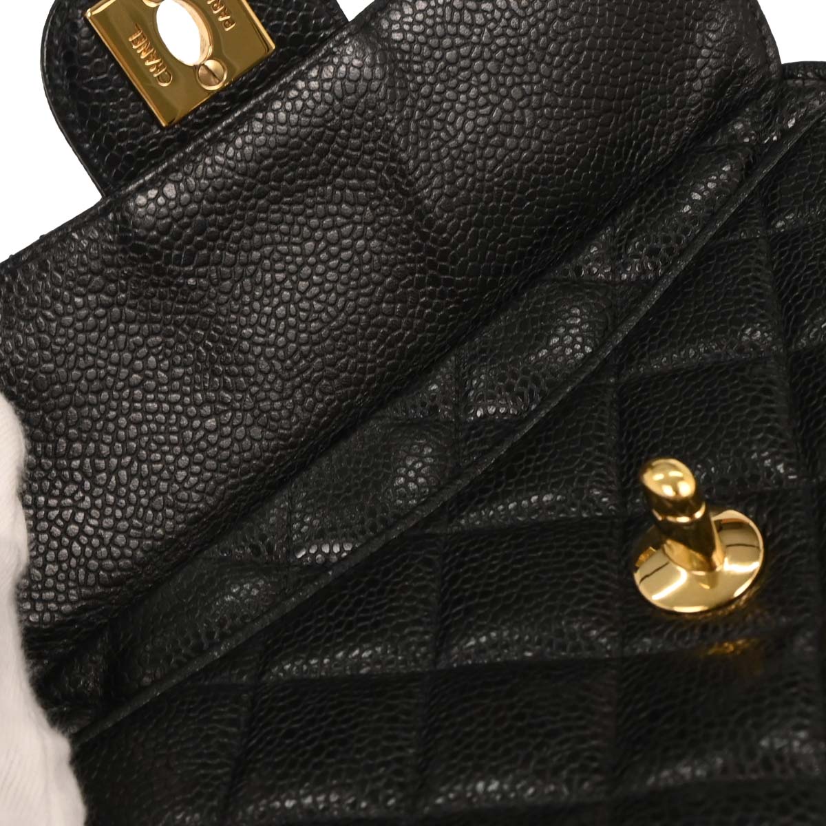 Chanel 1994-1996 Black Caviar Camera Bag Mini