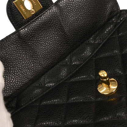 Chanel 1994-1996 Black Caviar Camera Bag Mini