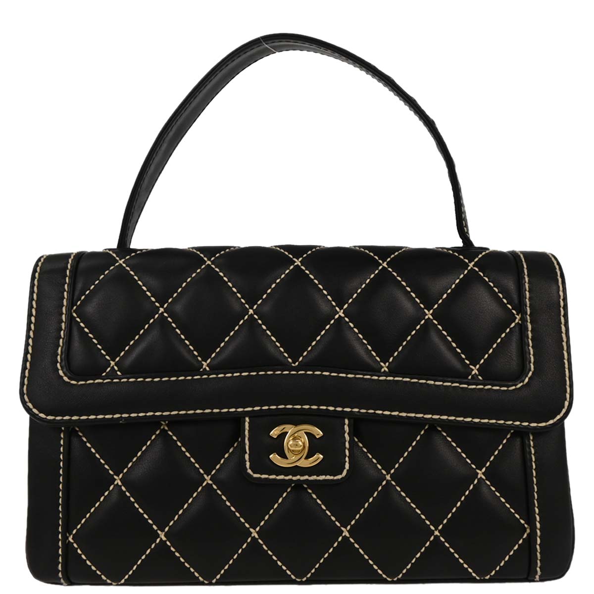 Chanel 2004-2005 Black Calfskin Wild Stitch Handbag