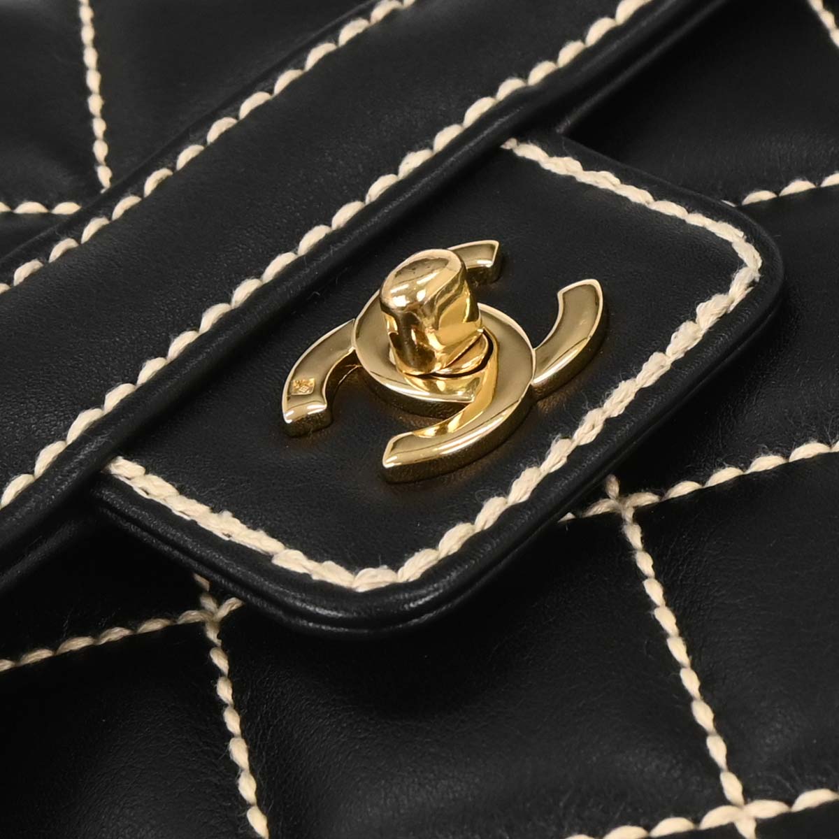 Chanel 2004-2005 Black Calfskin Wild Stitch Handbag