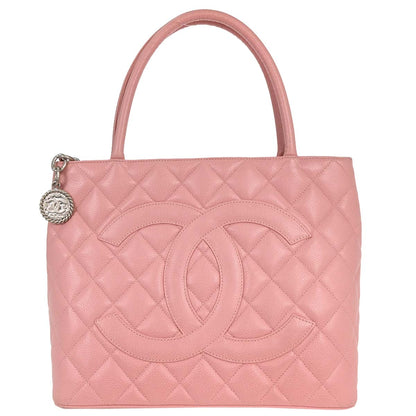 Chanel 2003-2004 Pink Caviar Medallion Tote Handbag