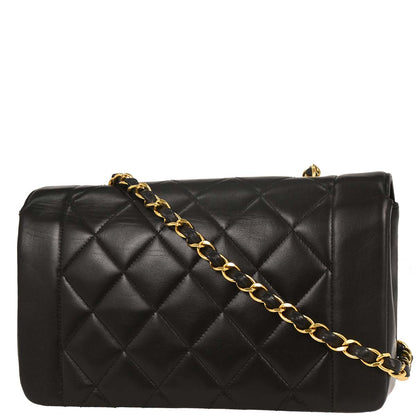Chanel 1991-1994 Black Lambskin Small Diana Shoulder Bag