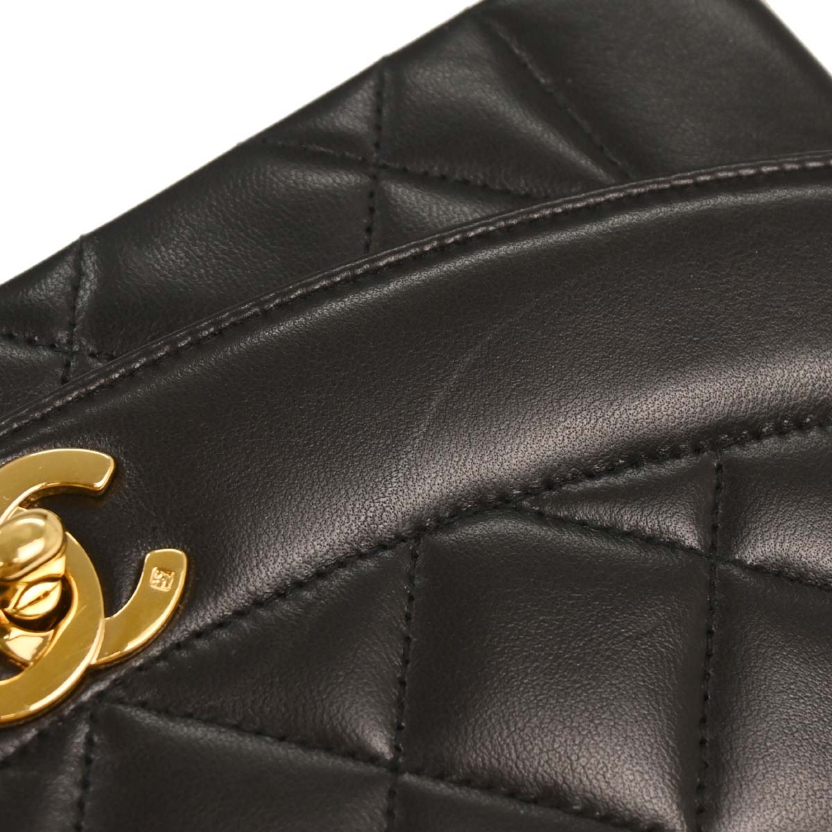 Chanel 1991-1994 Black Lambskin Small Diana Shoulder Bag