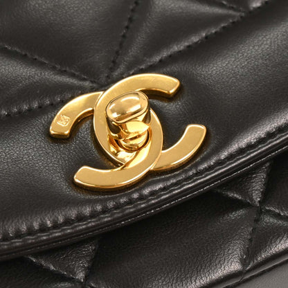 Chanel 1991-1994 Black Lambskin Small Diana Shoulder Bag