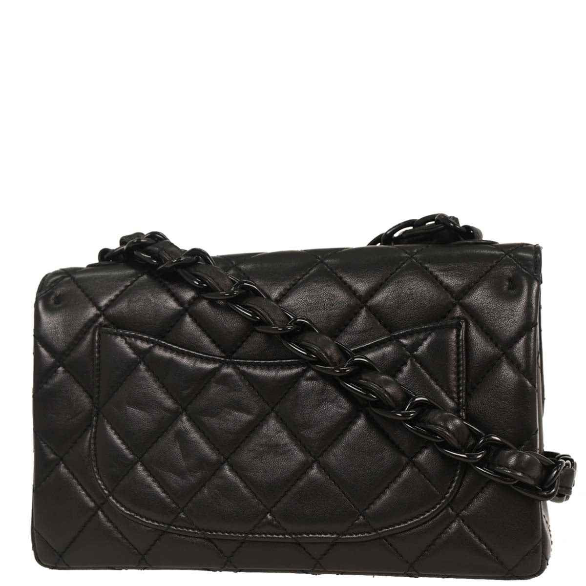 Chanel 1997-1999 Black Lambskin Turnlock Shoulder Bag