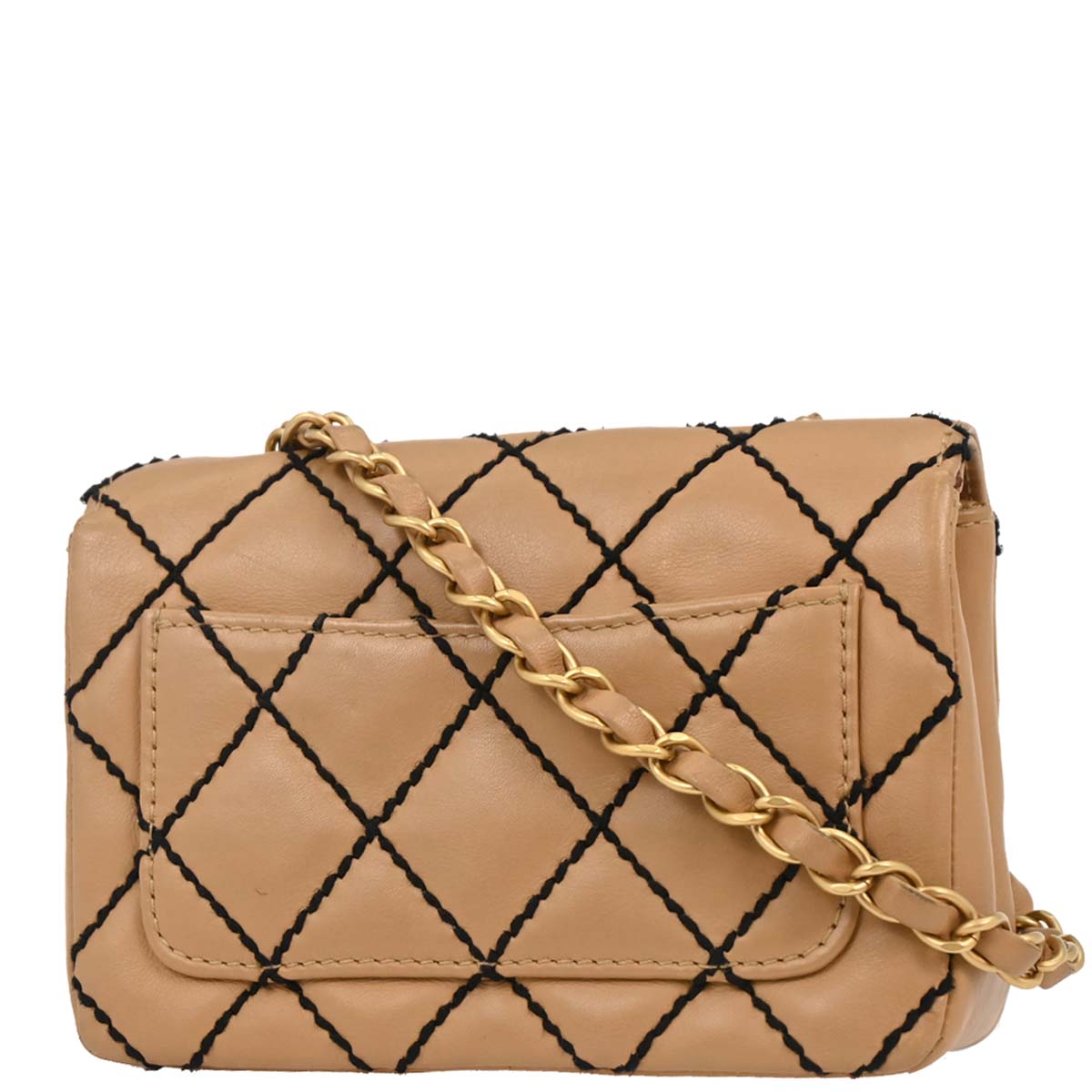 Chanel 2003-2004 Beige Calfskin Wild Stitch Shoulder Bag