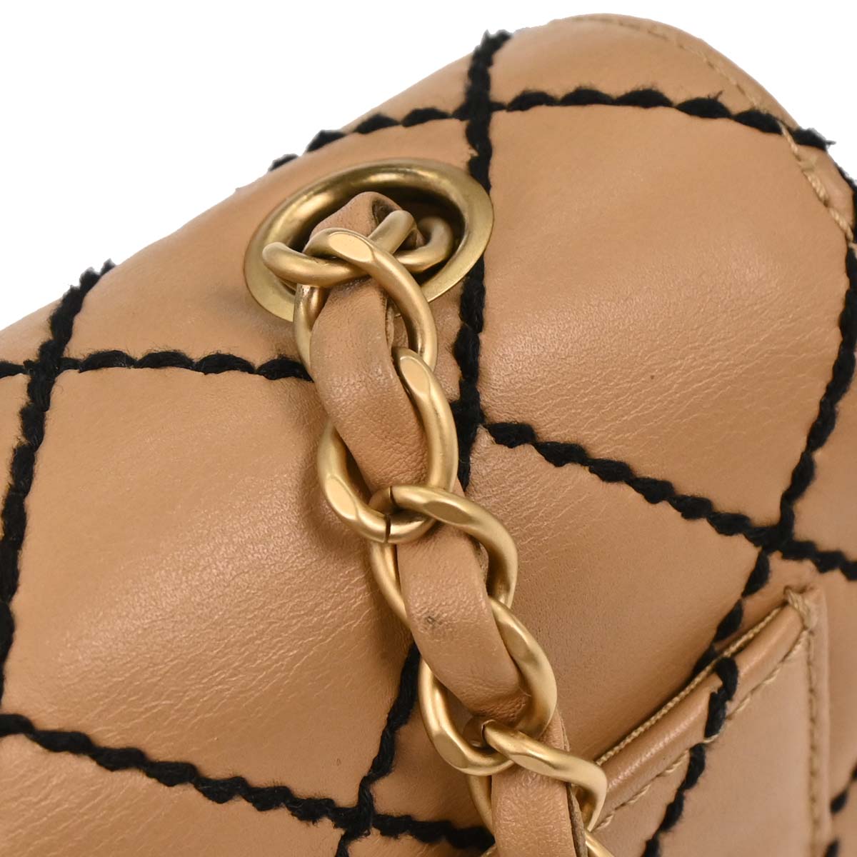 Chanel 2003-2004 Beige Calfskin Wild Stitch Shoulder Bag
