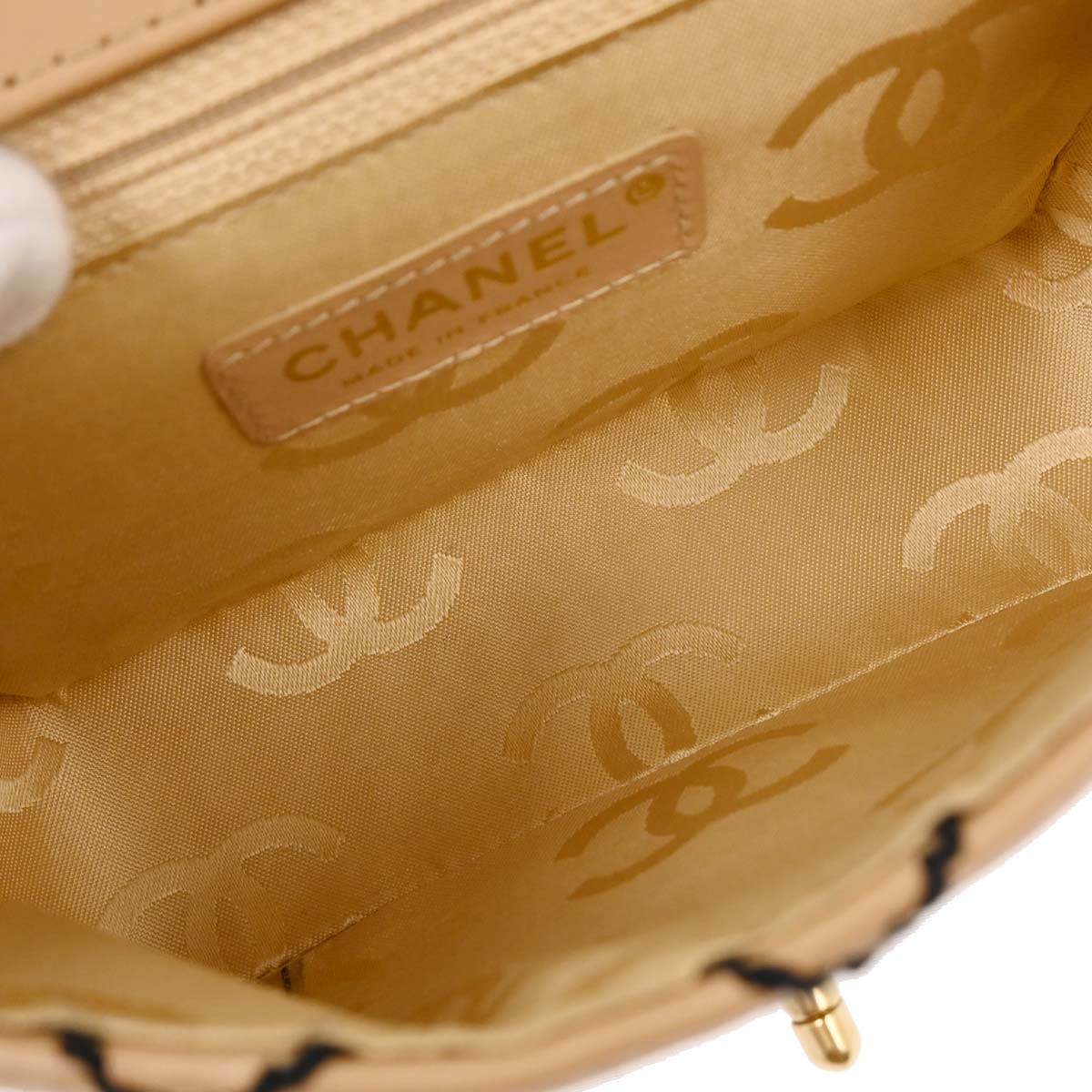 Chanel 2003-2004 Beige Calfskin Wild Stitch Shoulder Bag