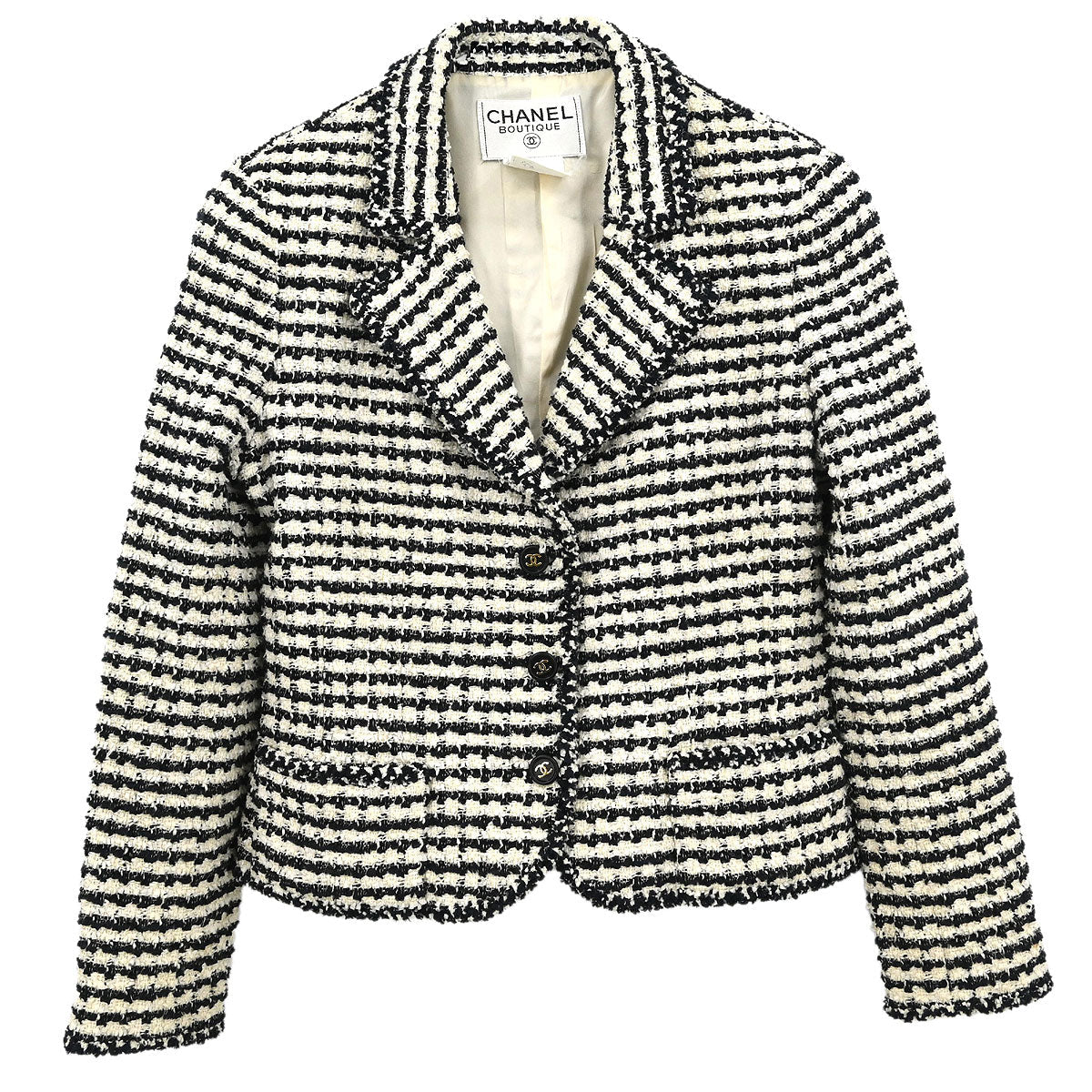 Chanel Single Breasted Jacket Black #42