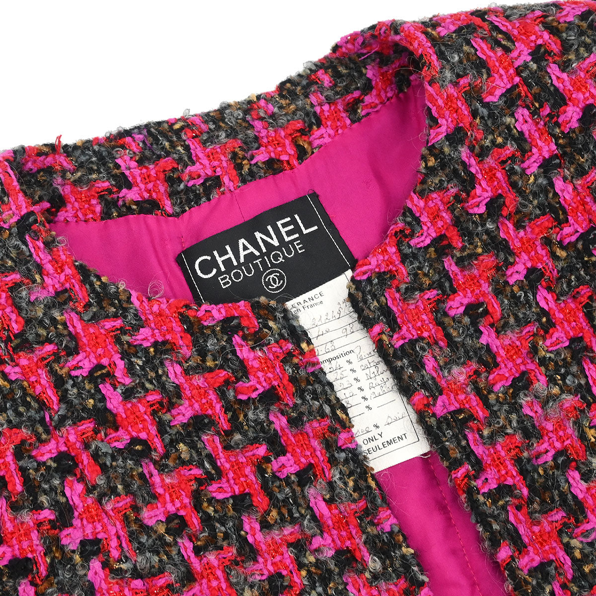 Chanel Single Breasted Collarless Jacket Pink #40