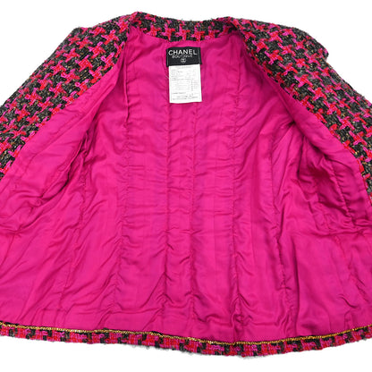 Chanel Single Breasted Collarless Jacket Pink #40