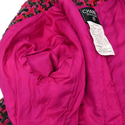 Chanel Single Breasted Collarless Jacket Pink #40