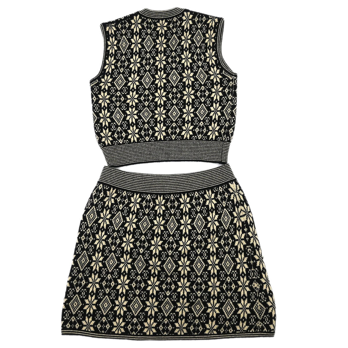 Chanel 2001 Knit Top Skirt Set Black #38