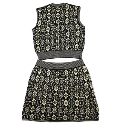 Chanel 2001 Knit Top Skirt Set Black #38