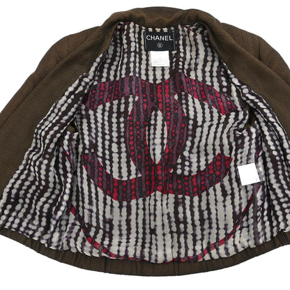 Chanel Single Breasted Jacket Brown #34