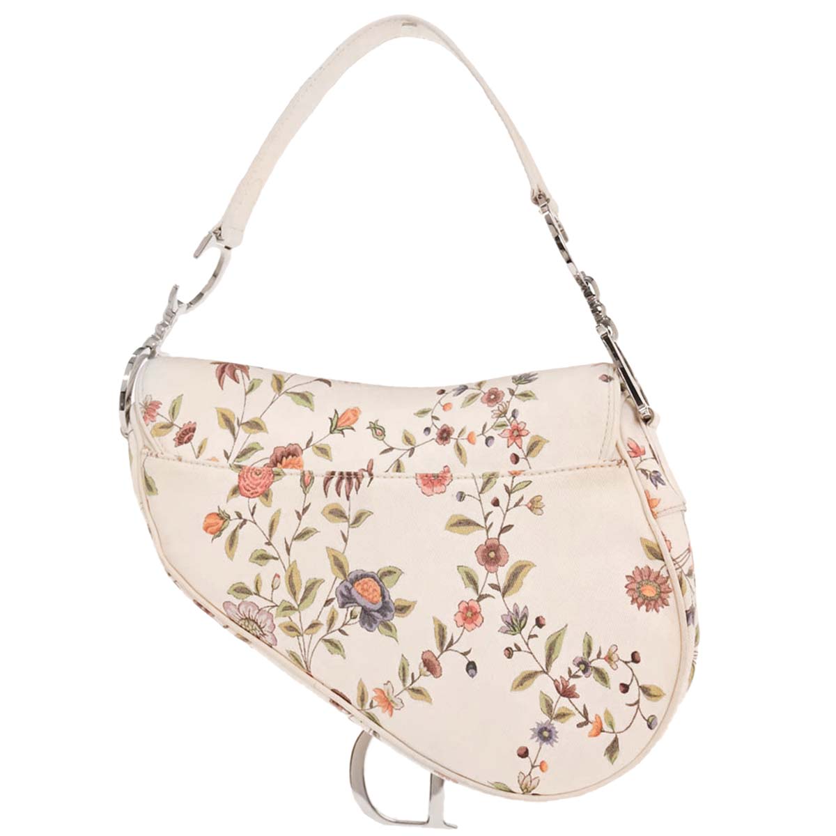 Christian Dior White Canvas Saddle Handbag