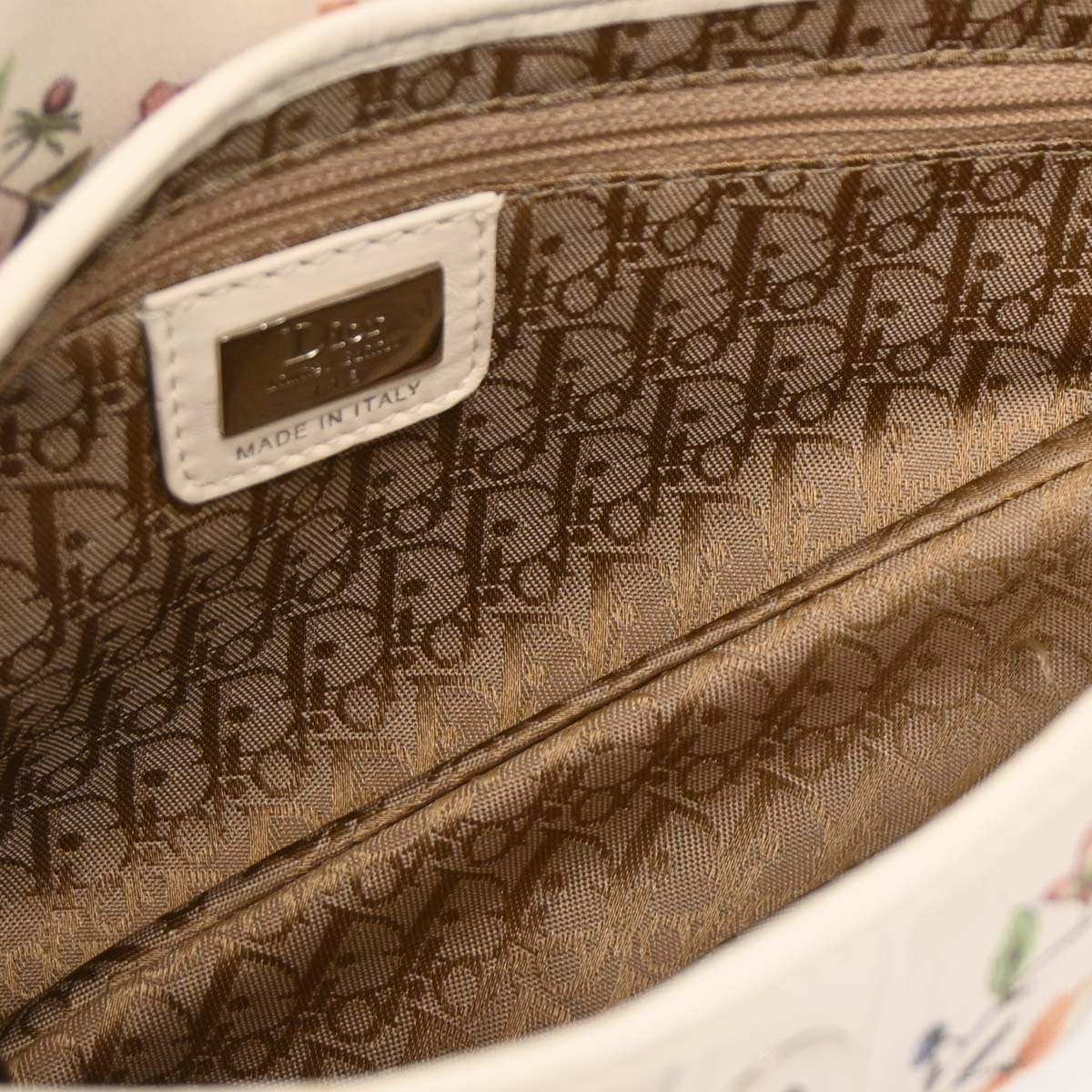 Christian Dior White Canvas Saddle Handbag