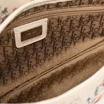 Christian Dior White Canvas Saddle Handbag