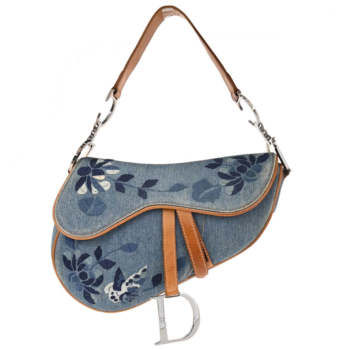 Christian Dior Blue Denim Saddle Handbag