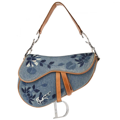 Christian Dior Blue Denim Saddle Handbag