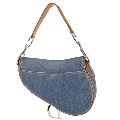 Christian Dior Blue Denim Saddle Handbag
