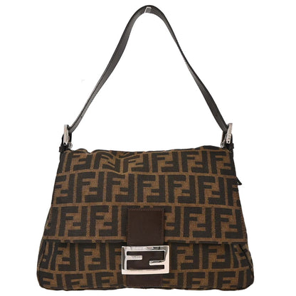 Fendi Brown Canvas Zucca Mamma Baguette Handbag