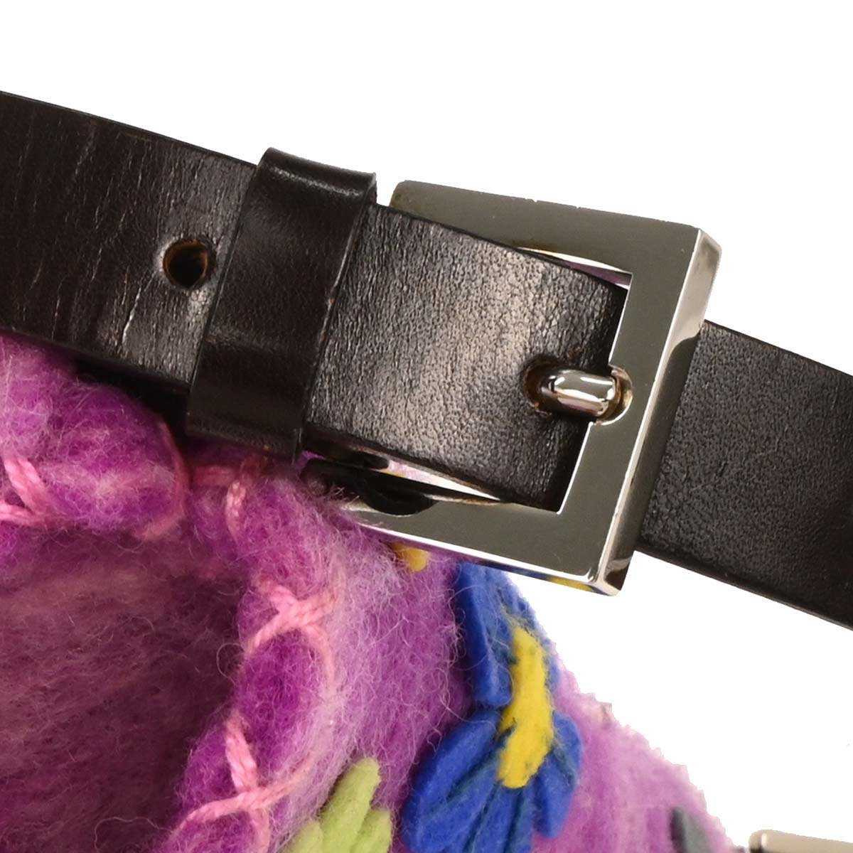 Fendi Purple Felt Patchwork Baguette Handbag