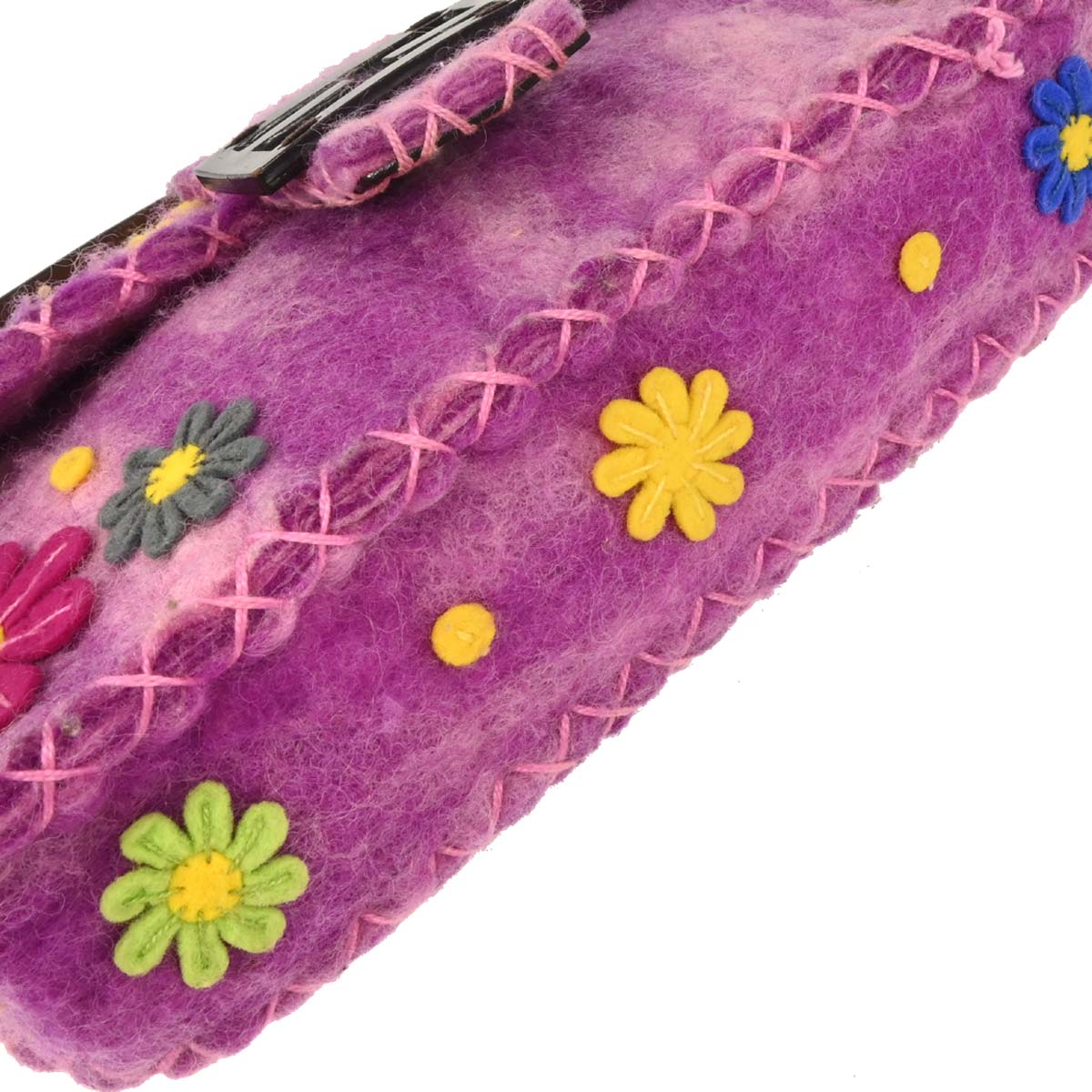 Fendi Purple Felt Patchwork Baguette Handbag