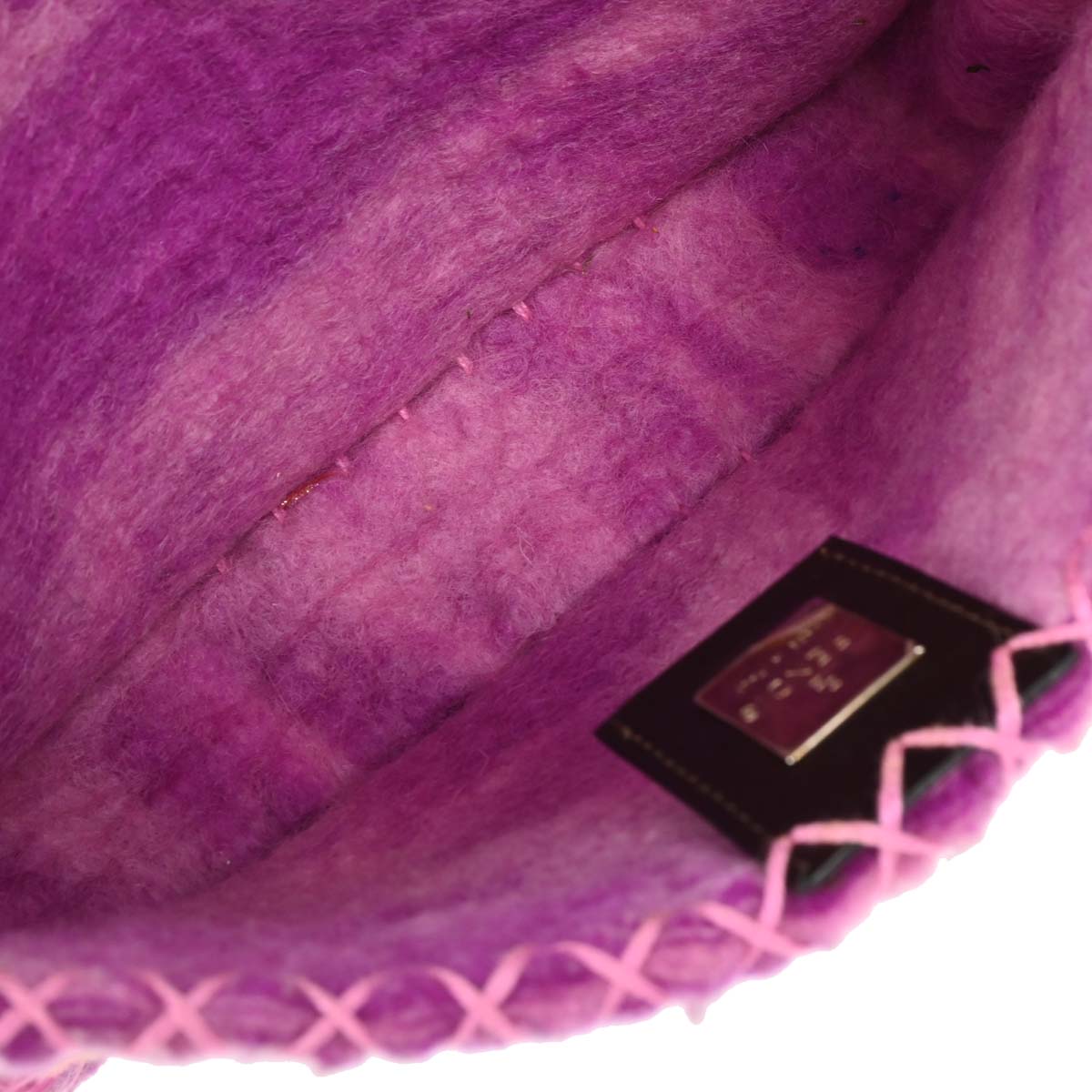 Fendi Purple Felt Patchwork Baguette Handbag