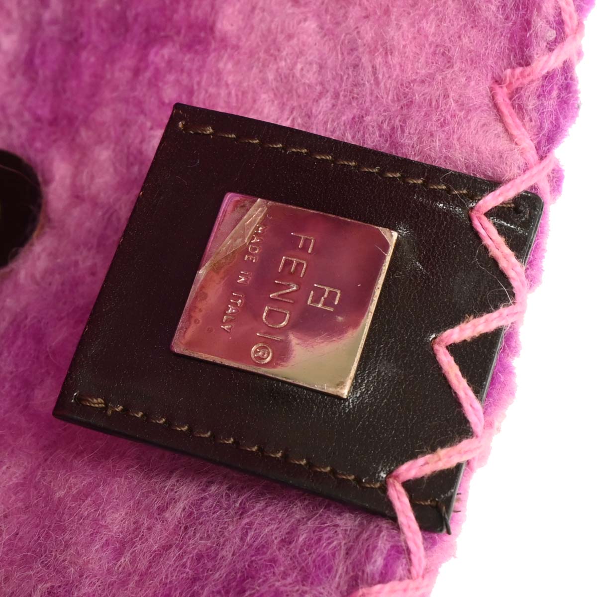 Fendi Purple Felt Patchwork Baguette Handbag