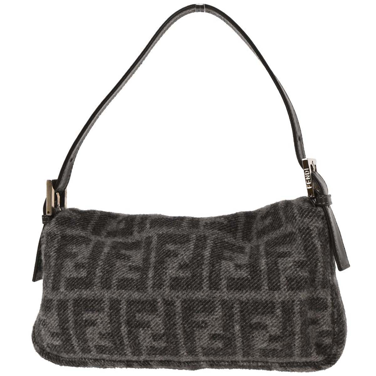 Fendi Gray Wool Baguette Handbag