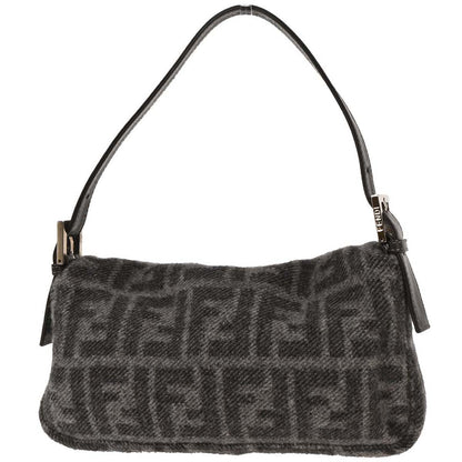 Fendi Gray Wool Baguette Handbag