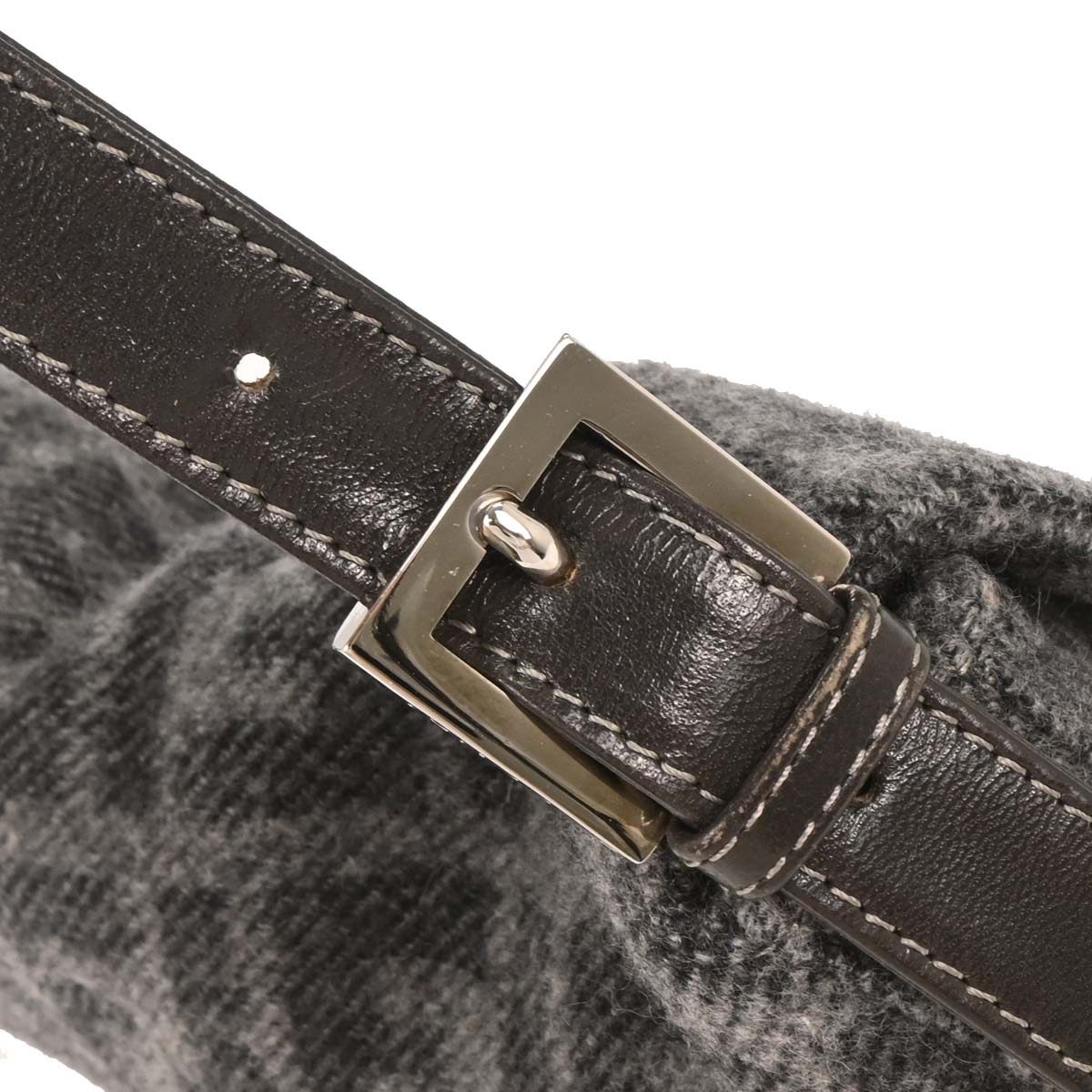 Fendi Gray Wool Baguette Handbag
