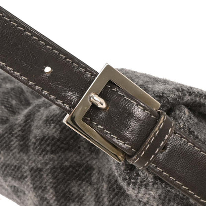 Fendi Gray Wool Baguette Handbag