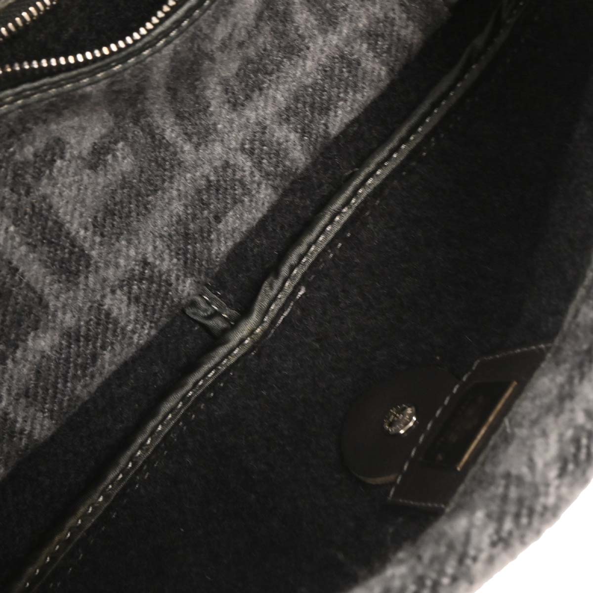 Fendi Gray Wool Baguette Handbag