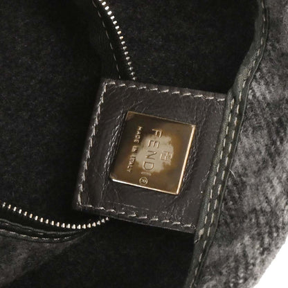 Fendi Gray Wool Baguette Handbag