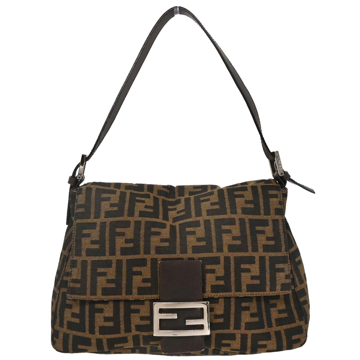 Fendi Brown Canvas Zucca Mamma Baguette Handbag
