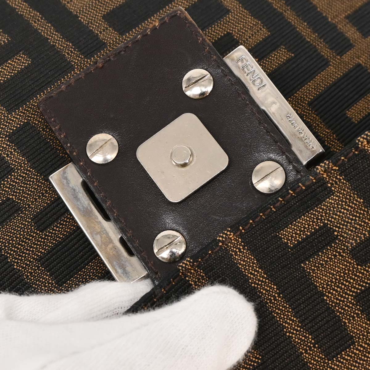 Fendi Brown Canvas Zucca Mamma Baguette Handbag