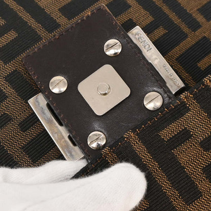 Fendi Brown Canvas Zucca Mamma Baguette Handbag