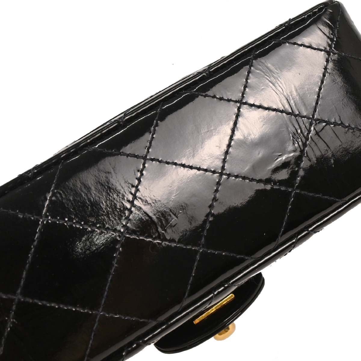 Chanel 1989-1991 Black Patent Mini Classic Square Flap Shoulder Bag 17