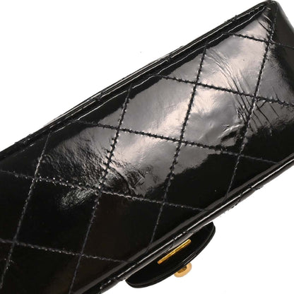 Chanel 1989-1991 Black Patent Mini Classic Square Flap Shoulder Bag 17