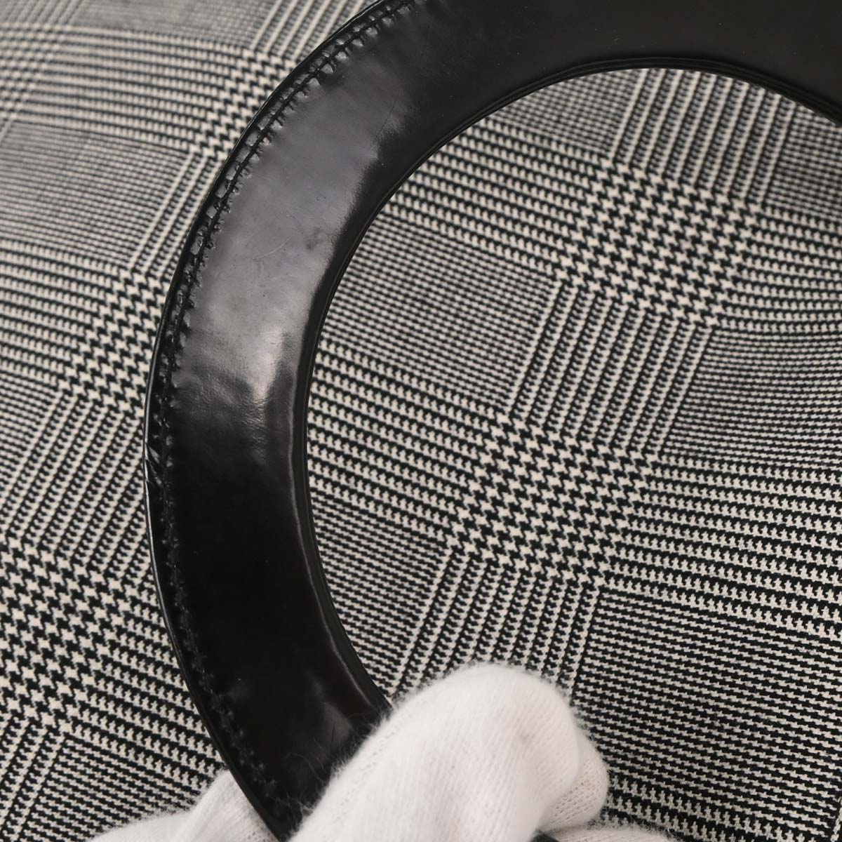 Christian Dior Black Canvas Large Lady Dior Houndstooth Handbag