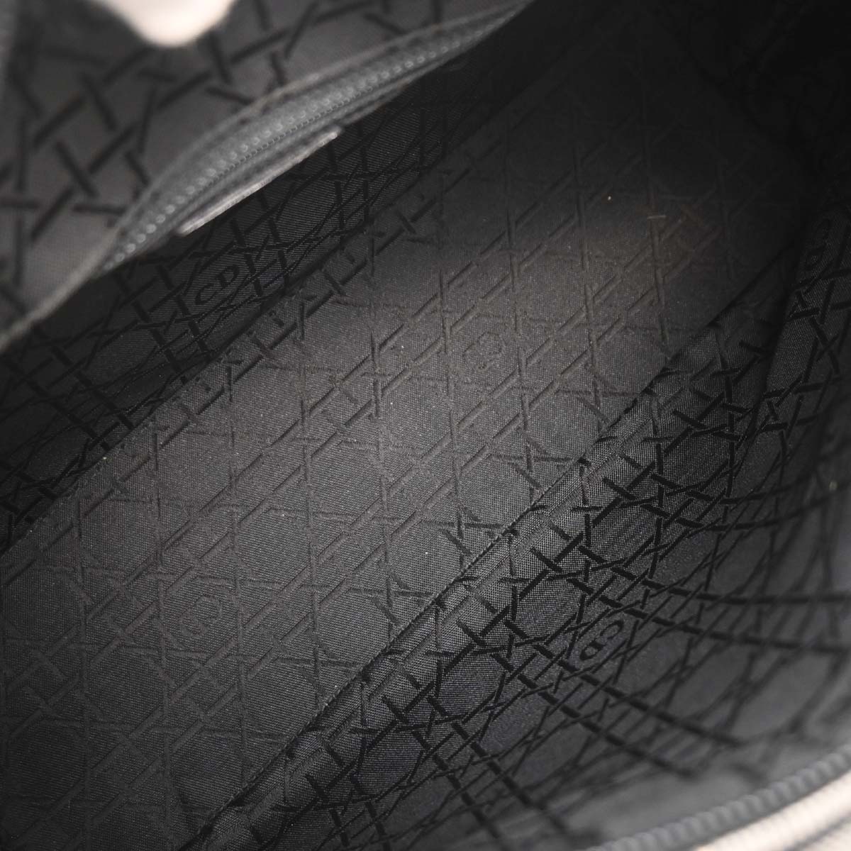 Christian Dior Black Canvas Large Lady Dior Houndstooth Handbag