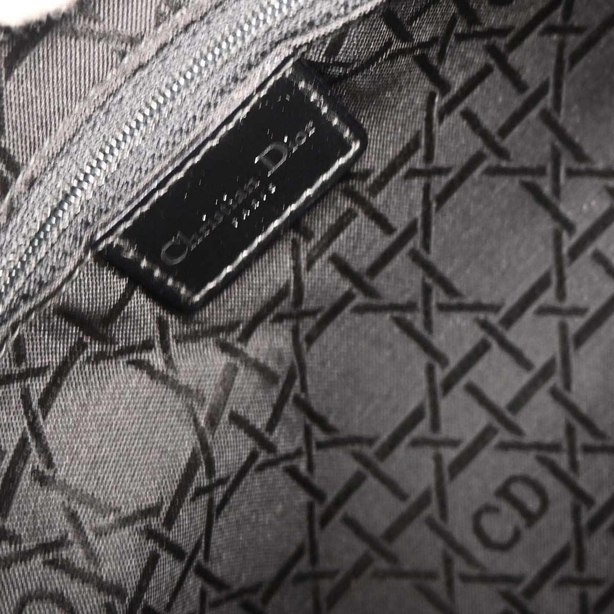 Christian Dior Black Canvas Large Lady Dior Houndstooth Handbag