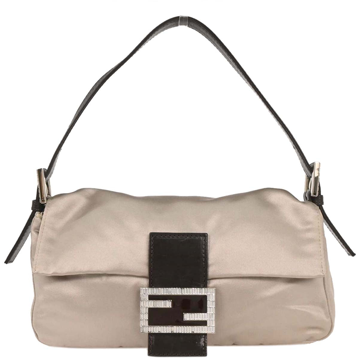 Fendi Gray Satin Baguette Handbag