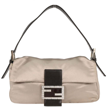 Fendi Gray Satin Baguette Handbag