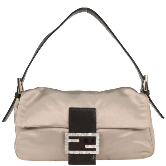 Fendi Gray Satin Baguette Handbag