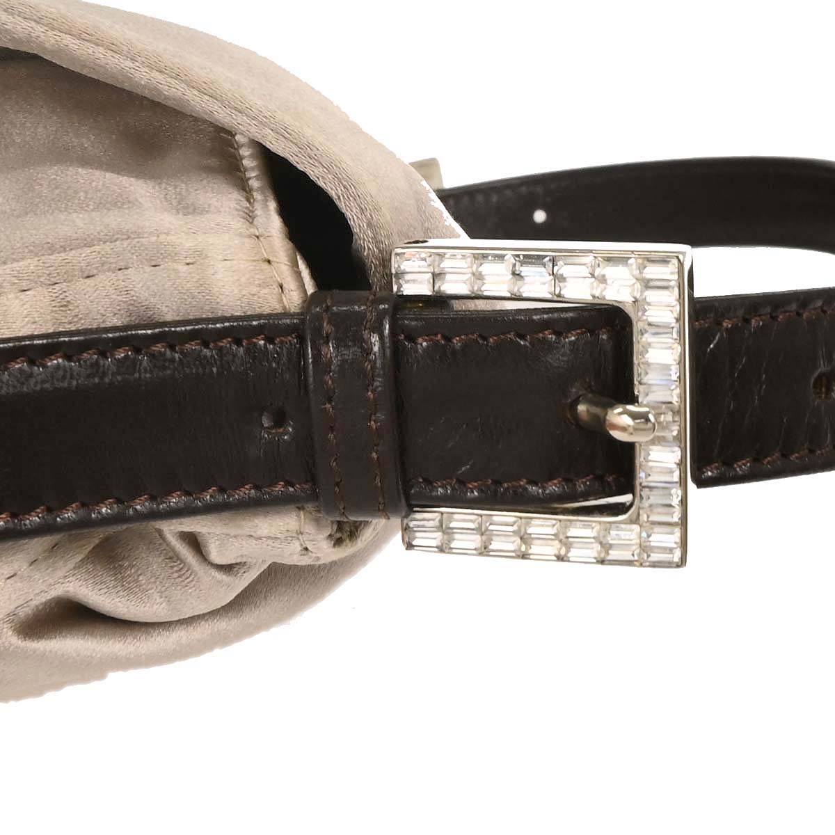 Fendi Gray Satin Baguette Handbag