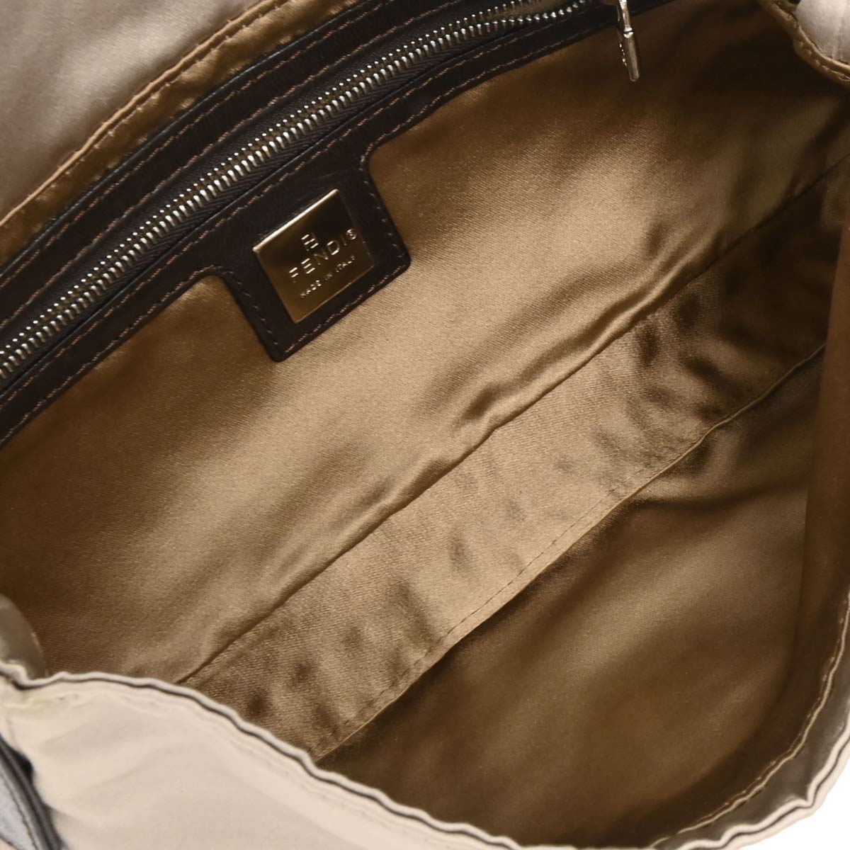 Fendi Gray Satin Baguette Handbag